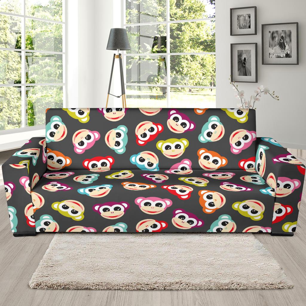 Monkey Head Design Themed Print Sofa Slipcover-JTAMIGO.COM