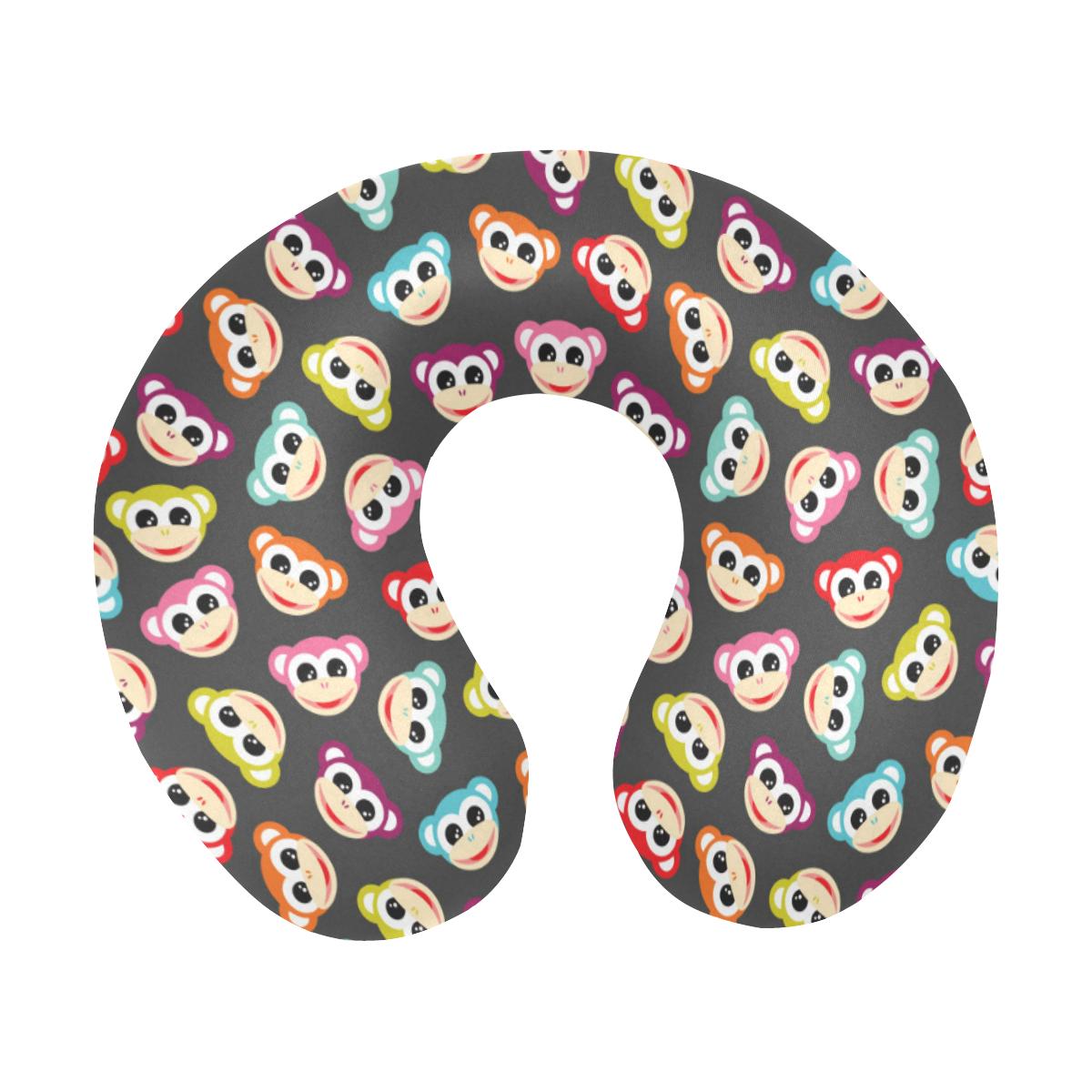 Monkey Head Design Themed Print U-Shaped Travel Neck Pillow-JTAMIGO.COM
