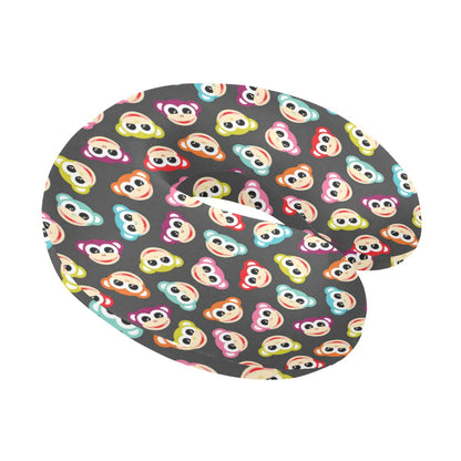 Monkey Head Design Themed Print U-Shaped Travel Neck Pillow-JTAMIGO.COM