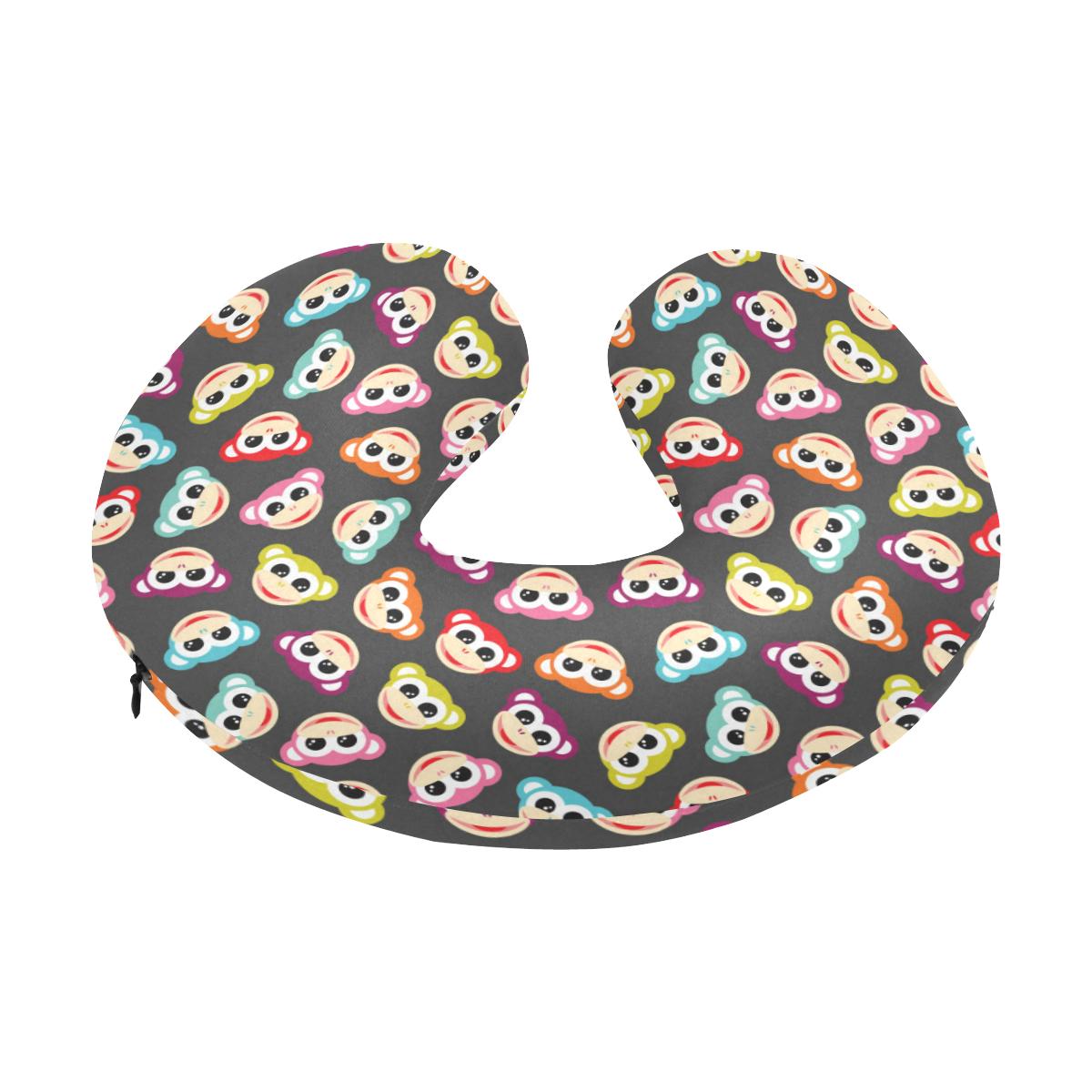 Monkey Head Design Themed Print U-Shaped Travel Neck Pillow-JTAMIGO.COM