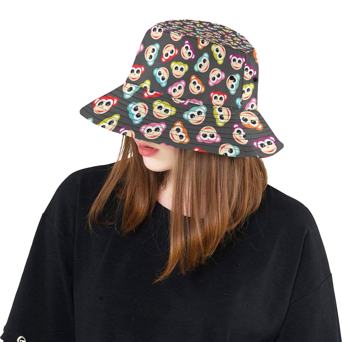 Monkey Head Design Themed Print Unisex Bucket Hat