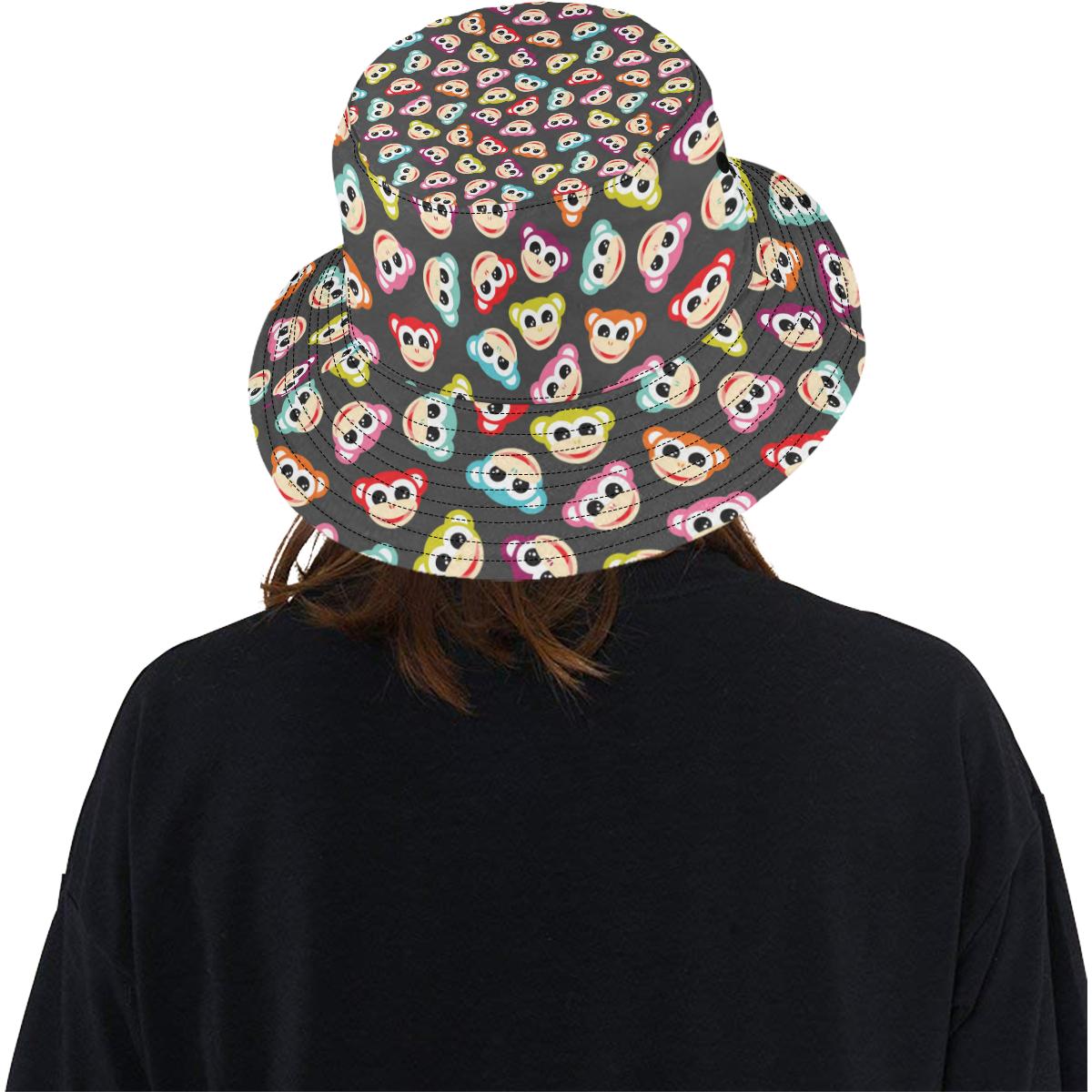 Monkey Head Design Themed Print Unisex Bucket Hat