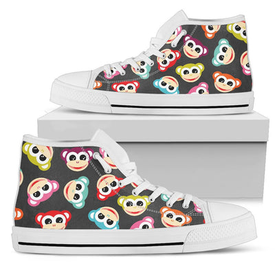 Monkey Head Design Themed Print Women High Top Shoes