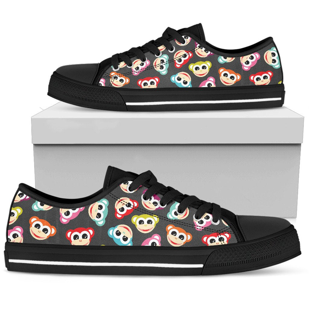 Monkey Head Design Themed Print Women Low Top Shoes