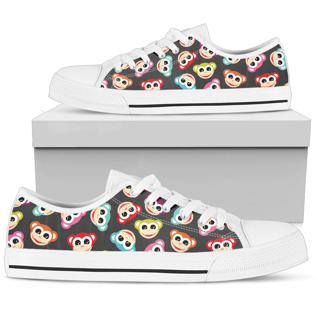 Monkey Head Design Themed Print Women Low Top Shoes