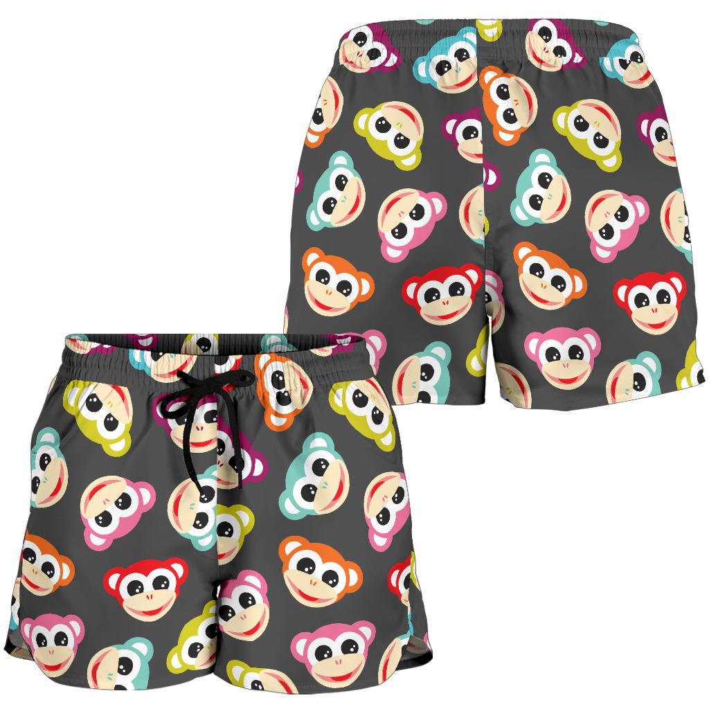 Monkey Head Design Themed Print Women Shorts-JTAMIGO.COM