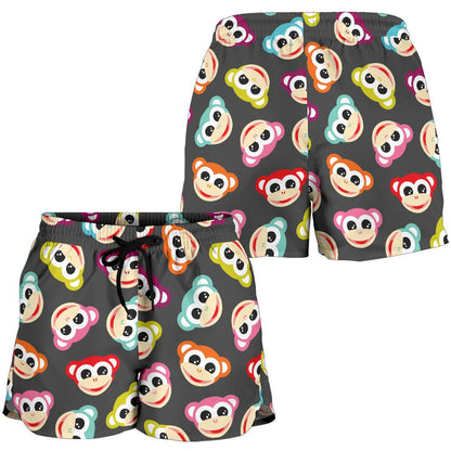 Monkey Head Design Themed Print Women Shorts-JTAMIGO.COM