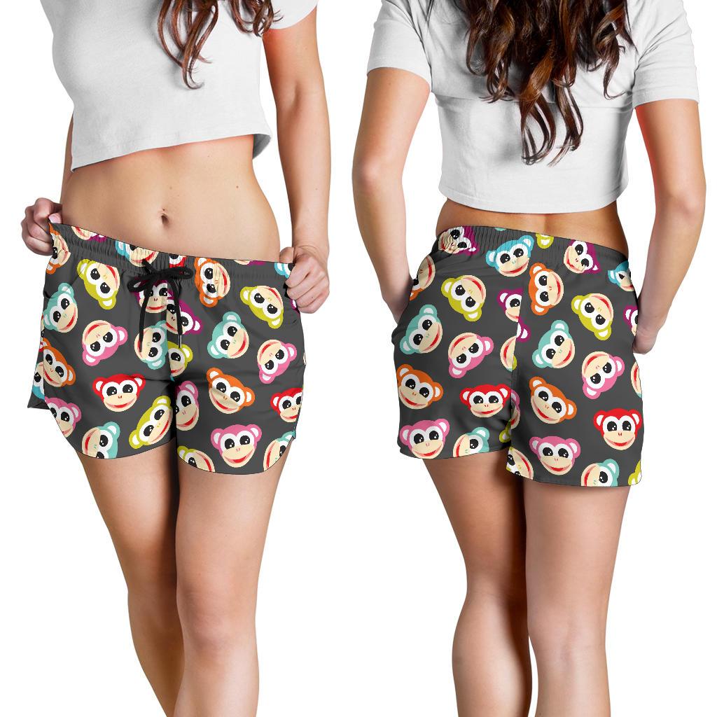 Monkey Head Design Themed Print Women Shorts-JTAMIGO.COM