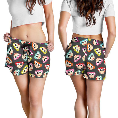 Monkey Head Design Themed Print Women Shorts-JTAMIGO.COM