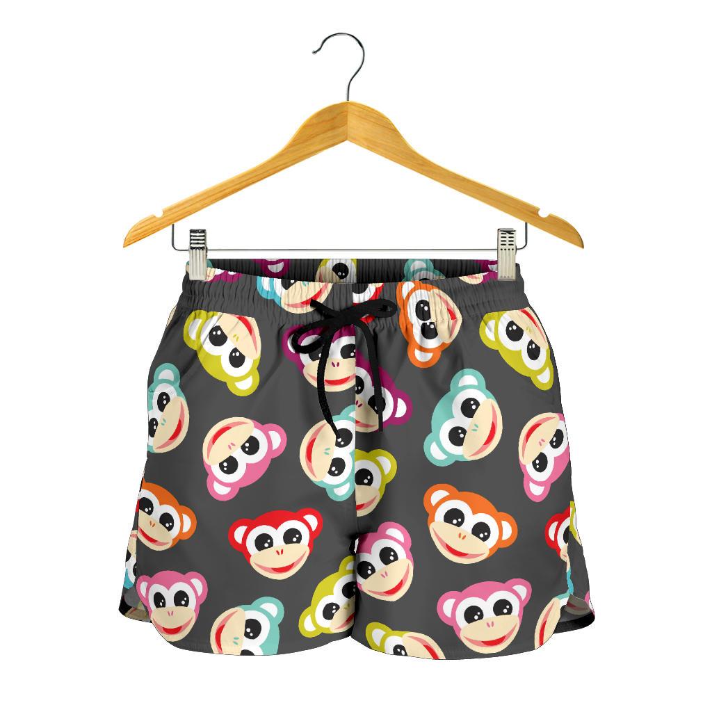 Monkey Head Design Themed Print Women Shorts-JTAMIGO.COM