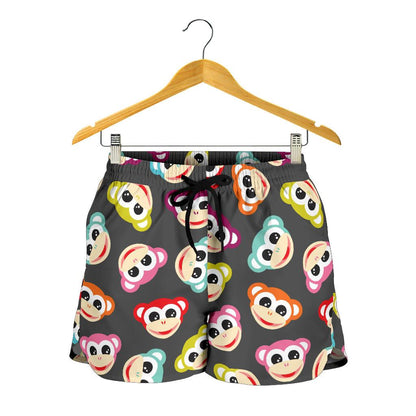 Monkey Head Design Themed Print Women Shorts-JTAMIGO.COM