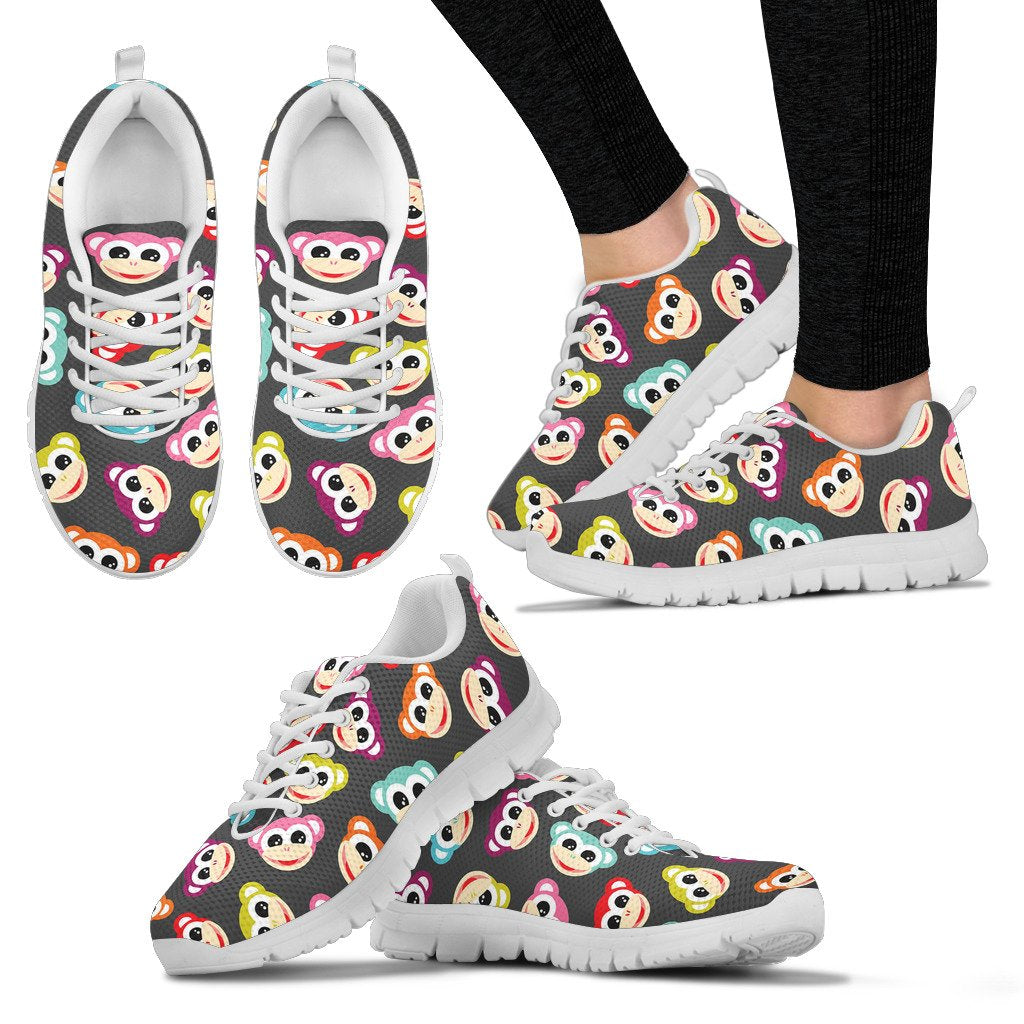 Monkey Head Design Themed Print Women Sneakers Shoes
