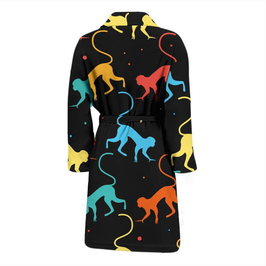 Monkey Pattern Print Design 01 Men Bathrobe-JORJUNE.COM