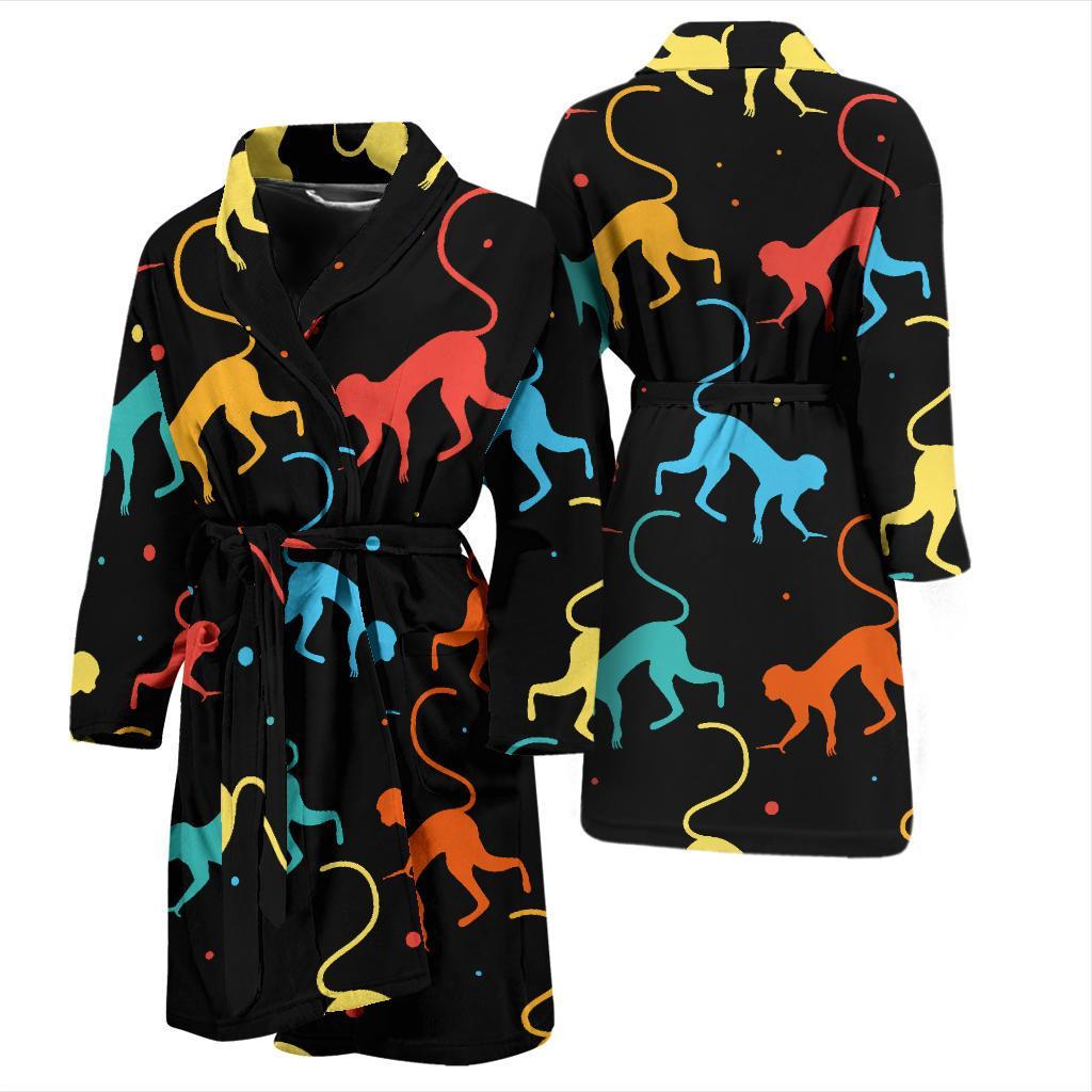 Monkey Pattern Print Design 01 Men Bathrobe-JORJUNE.COM