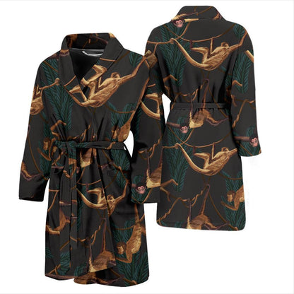 Monkey Pattern Print Design 02 Men Bathrobe-JORJUNE.COM