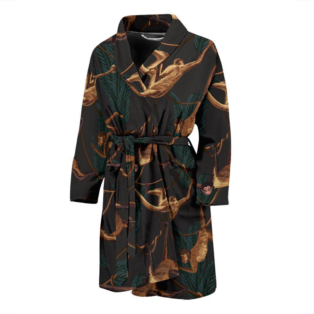 Monkey Pattern Print Design 02 Men Bathrobe-JORJUNE.COM