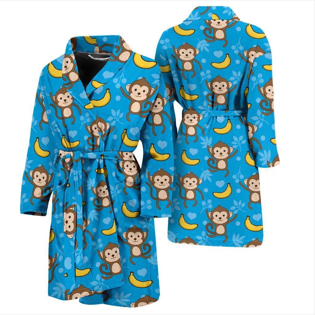 Monkey Pattern Print Design 05 Men Bathrobe-JORJUNE.COM
