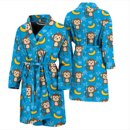 Monkey Pattern Print Design 05 Men Bathrobe-JORJUNE.COM