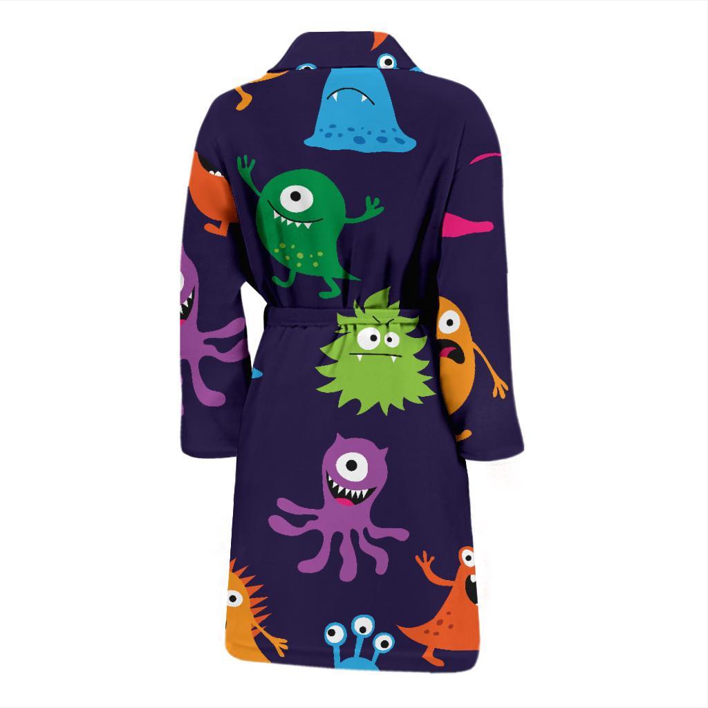 Monster Cartoon Pattern Print Design 02 Men Bathrobe-JORJUNE.COM