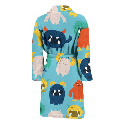 Monster Cartoon Pattern Print Design 03 Men Bathrobe-JORJUNE.COM