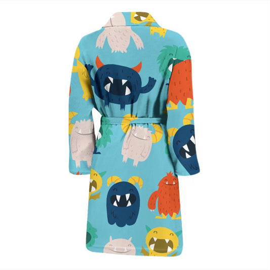 Monster Cartoon Pattern Print Design 03 Men Bathrobe-JORJUNE.COM