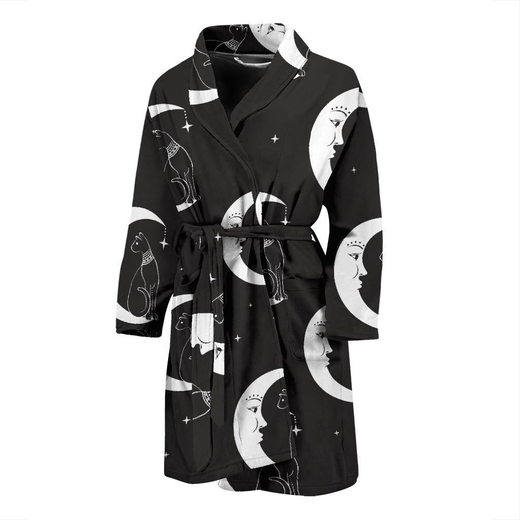 Moon with Cat Pattern Print Design 04 Men Bathrobe-JORJUNE.COM