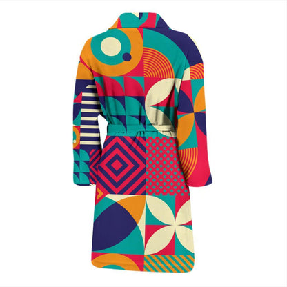 Mosaic Pattern Print Design 03 Men Bathrobe-JORJUNE.COM