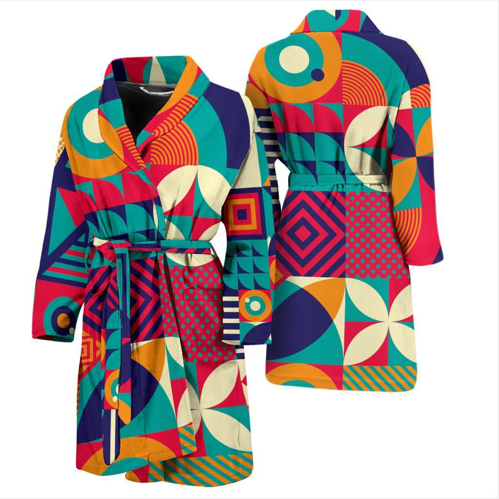 Mosaic Pattern Print Design 03 Men Bathrobe-JORJUNE.COM