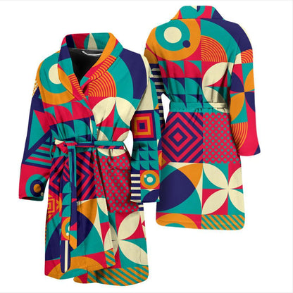 Mosaic Pattern Print Design 03 Men Bathrobe-JORJUNE.COM
