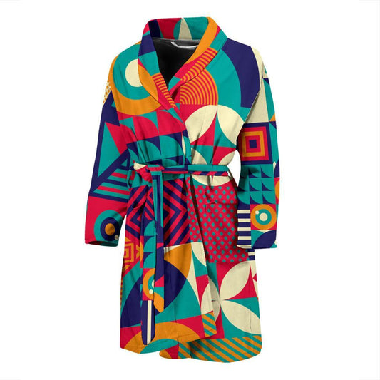 Mosaic Pattern Print Design 03 Men Bathrobe-JORJUNE.COM