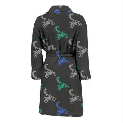 Motocross Pattern Print Design 02 Men Bathrobe-JORJUNE.COM