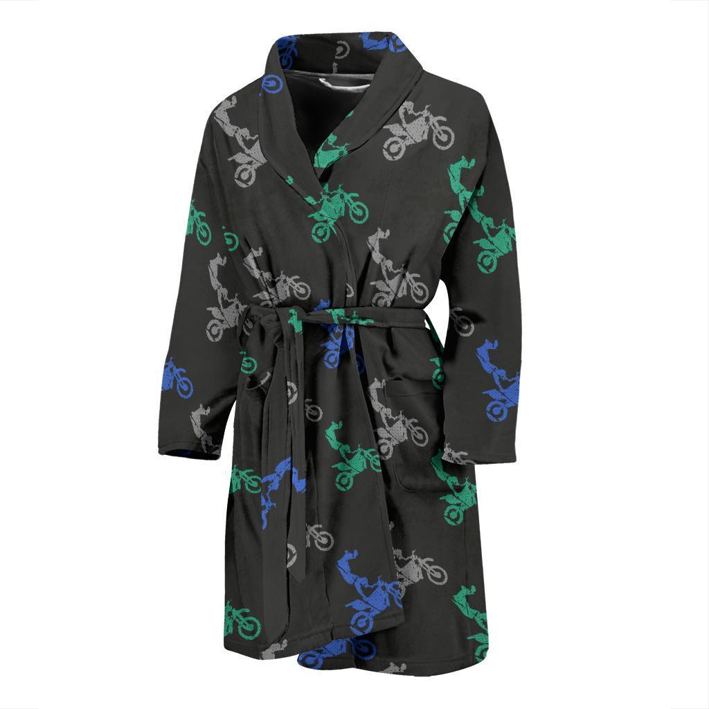 Motocross Pattern Print Design 02 Men Bathrobe-JORJUNE.COM