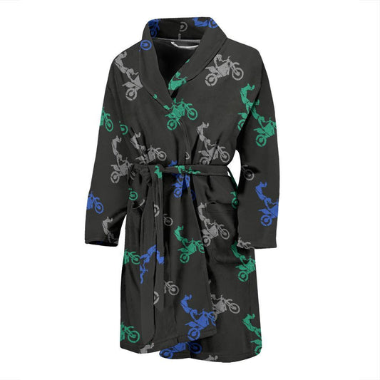 Motocross Pattern Print Design 02 Men Bathrobe-JORJUNE.COM