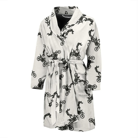 Motocross Pattern Print Design 03 Men Bathrobe-JORJUNE.COM