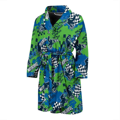 Motocross Pattern Print Design 04 Men Bathrobe-JORJUNE.COM