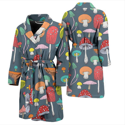 Mushroom Pattern Print Design A03 Men Bathrobe-JORJUNE.COM