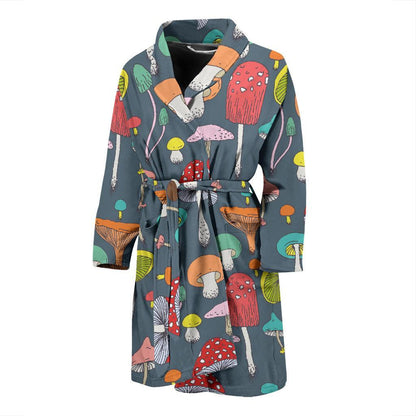 Mushroom Pattern Print Design A03 Men Bathrobe-JORJUNE.COM