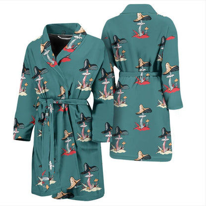 Mushroom Pattern Print Design A04 Men Bathrobe-JORJUNE.COM