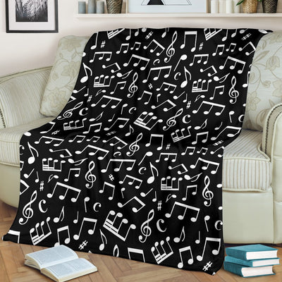 Music Note Black white Themed Print Fleece Blanket