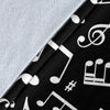 Music Note Black white Themed Print Fleece Blanket