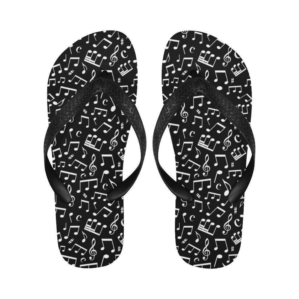 Music Note Black white Themed Print Flip Flops-JTAMIGO.COM
