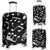 Music Note Black White Themed Print Luggage Cover Protector