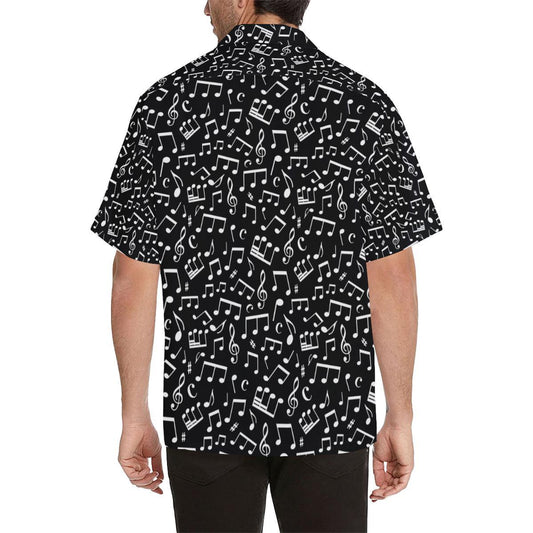 Music Note Black white Themed Print Men Aloha Hawaiian Shirt