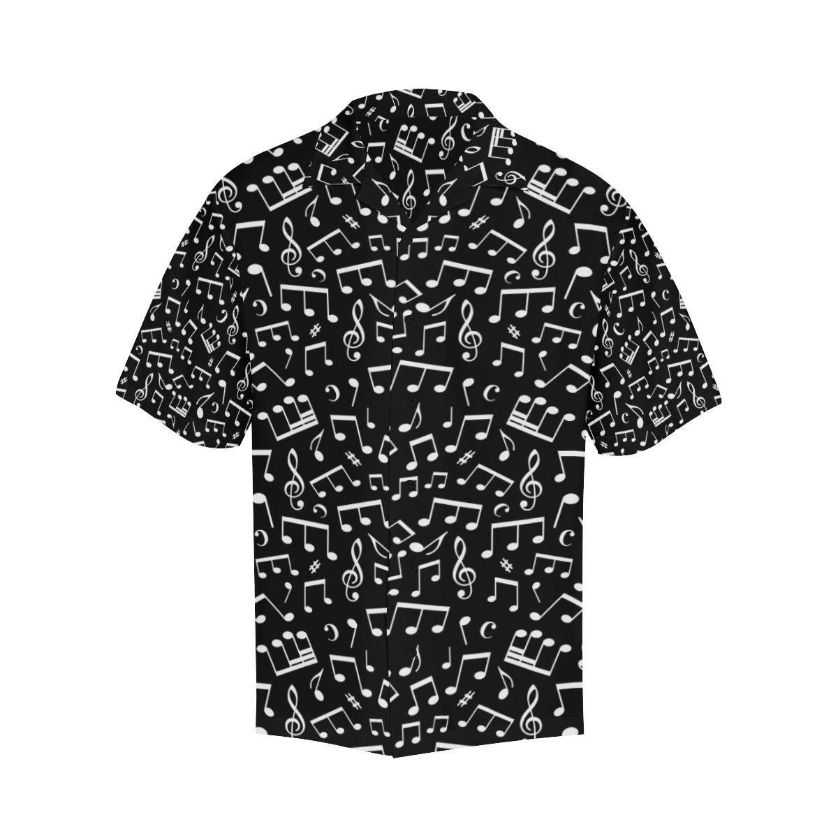 Music Note Black white Themed Print Men Aloha Hawaiian Shirt
