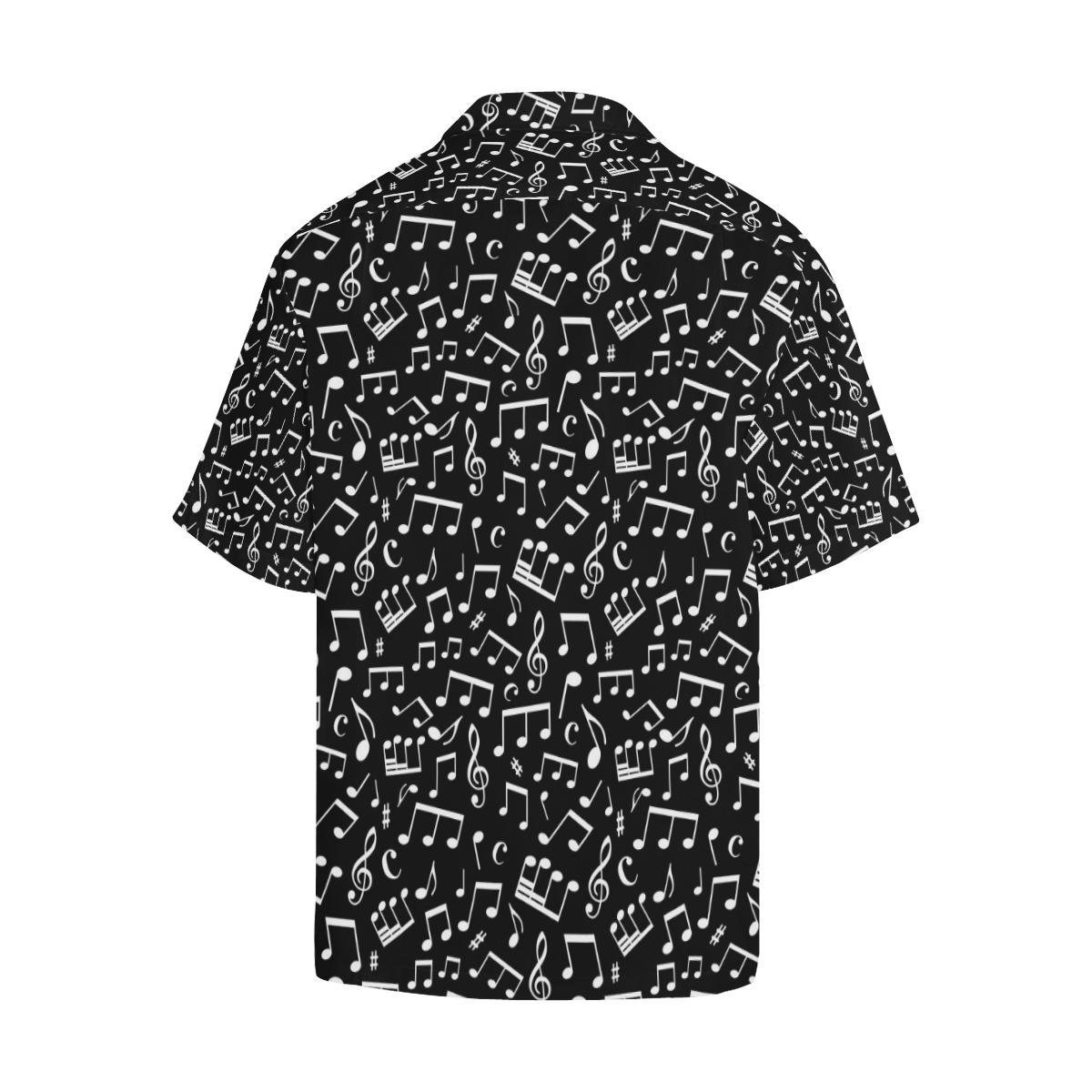 Music Note Black white Themed Print Men Aloha Hawaiian Shirt