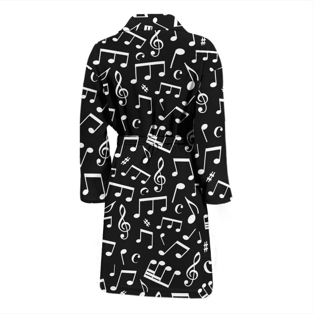 Music Note Black white Themed Print Men Bath Robe-JTAMIGO.COM