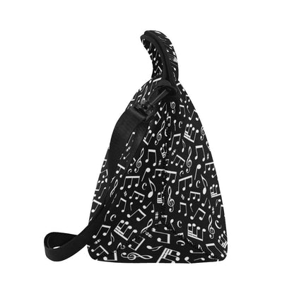Music Note Black white Themed Print Neoprene Lunch Bag (Model 1669)(Large)-JTAMIGO.COM