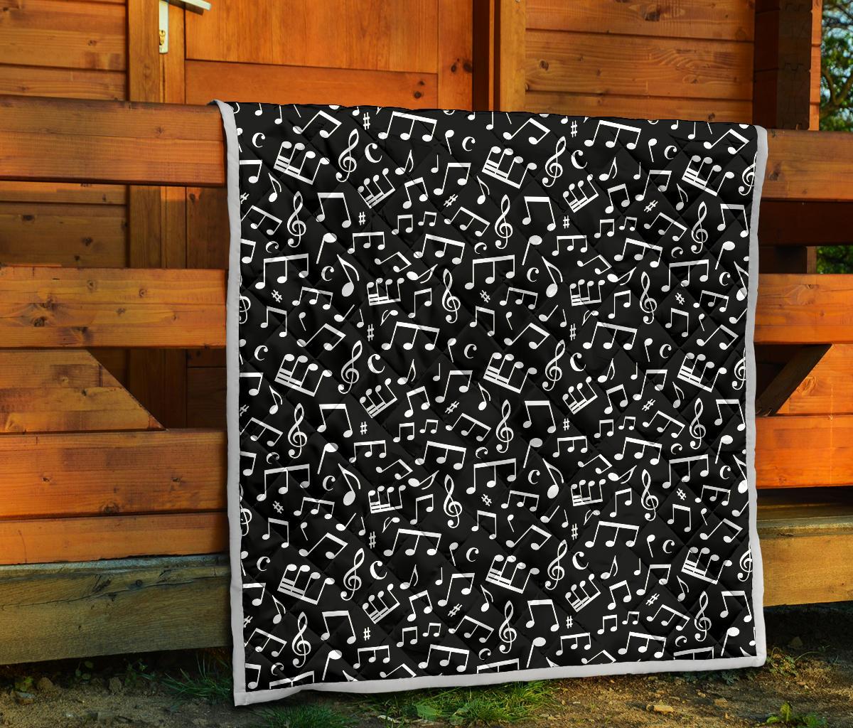 Music Note Black white Themed Print Premium Quilt-JTAMIGO.COM