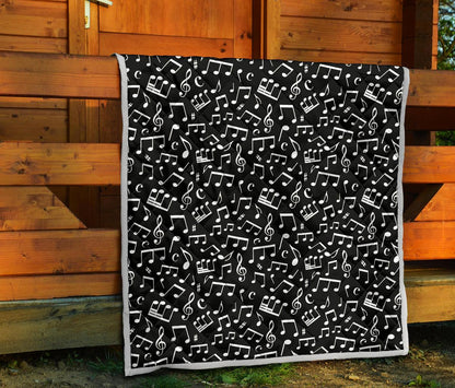 Music Note Black white Themed Print Premium Quilt-JTAMIGO.COM