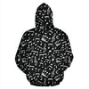 Music Note Black white Themed Print Pullover Hoodie